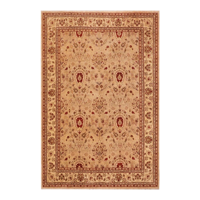1990s Boho Chic Ziegler Tan Beige Hand-Knotted Wool Rug - 10'2'' X 13'10'' For Sale