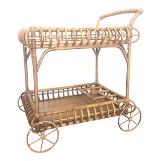1990s Bamboo Tea Trolley Bar Cart. For Sale
