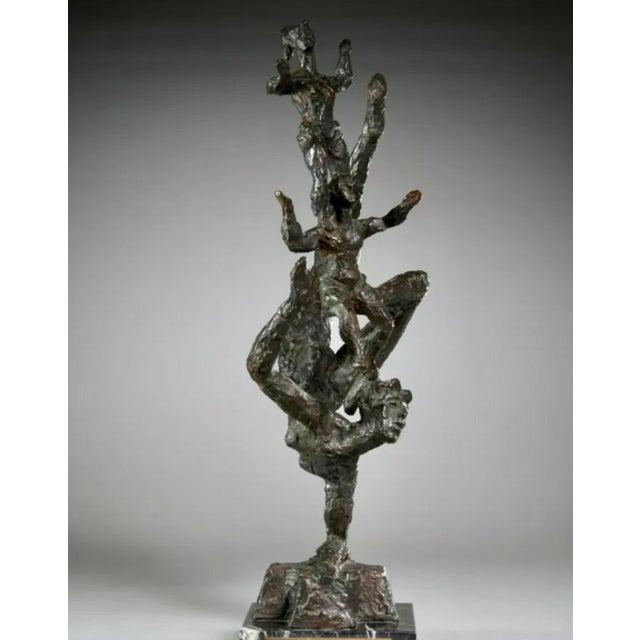 Chaim Gross, Large Chaim Gross Mid Century Mod Bronze Sculpture Circus Acrobats WPA Artist For Sale In Miami - Image 6 of 10