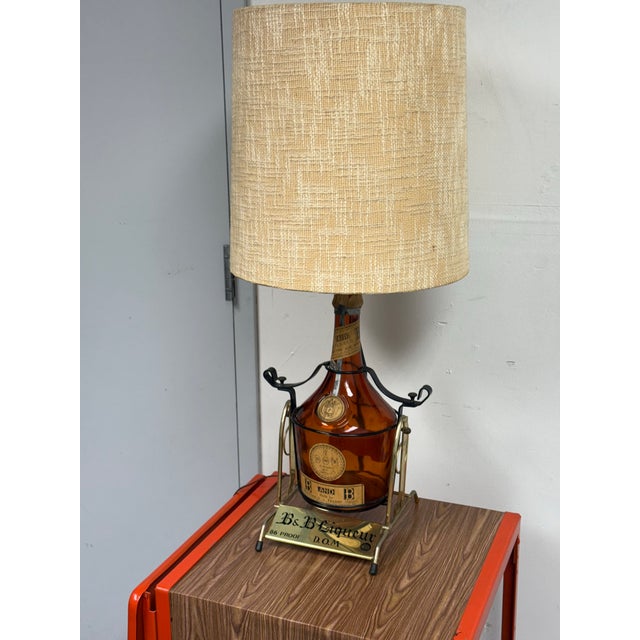 Mid 20th Century Vintage B & B Dom Benedictine Liquor Bottle + Pour Stand Table Lamp For Sale - Image 5 of 12