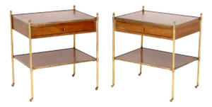 Maison Jansen Attr. Mahogany & Brass End Tables, 2