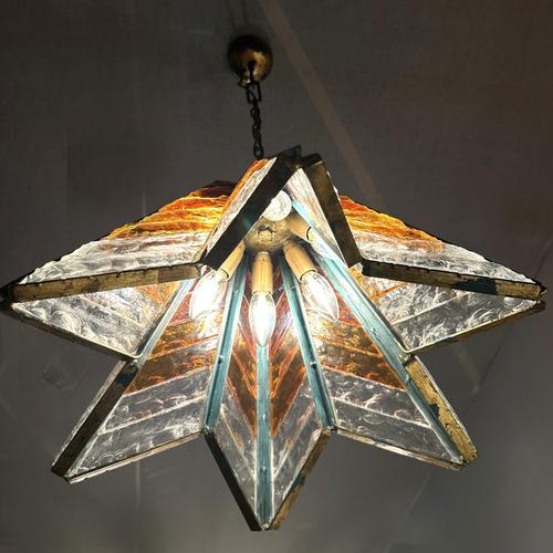 Amber Clear Glass Pendant Light from Poliarte, 1970s For Sale - Image 10 of 12