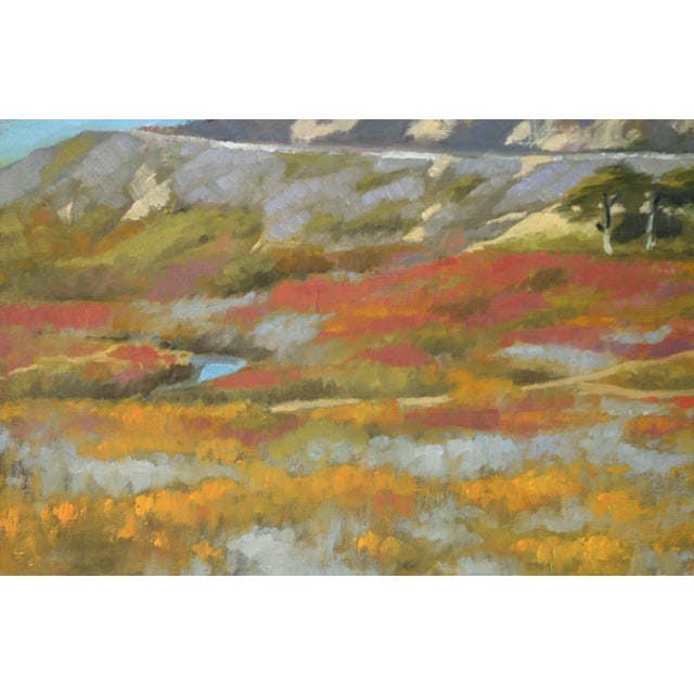 American Mountain Landscape With Wildflowers in the Marsh in Acrylic on Canvas For Sale - Image 3 of 7