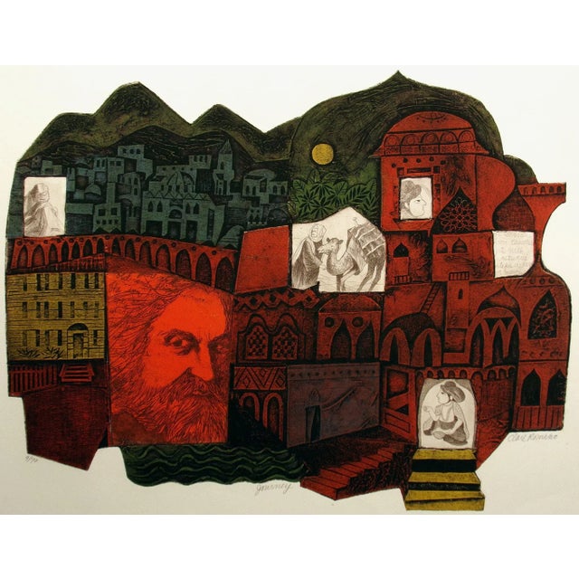 "Journey" matted limited edition collagraph. This not framed. Hand signed, titled and numbered by the artist in pencil....
