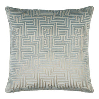 Schumacher Lisboa Velvet 18" Pillow In Sky For Sale