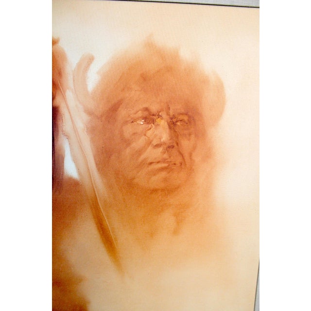 1980s Lisandro Lopez Baylon (B. 1951) 6 Foot American Indian Painting For Sale - Image 13 of 16