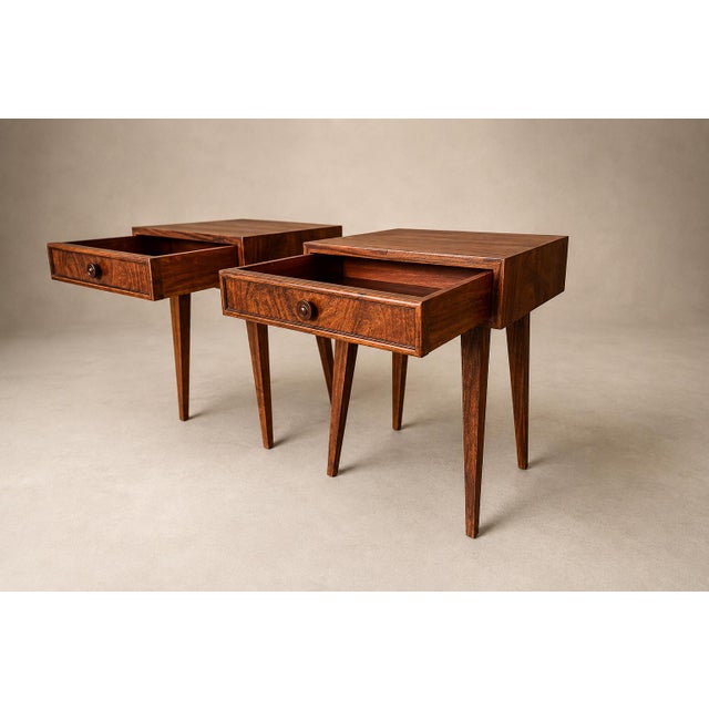 1960s Brazilian Modern Pair of Imbuia Wood Nightstands by Teperman, Brazil, 1950s For Sale - Image 5 of 18