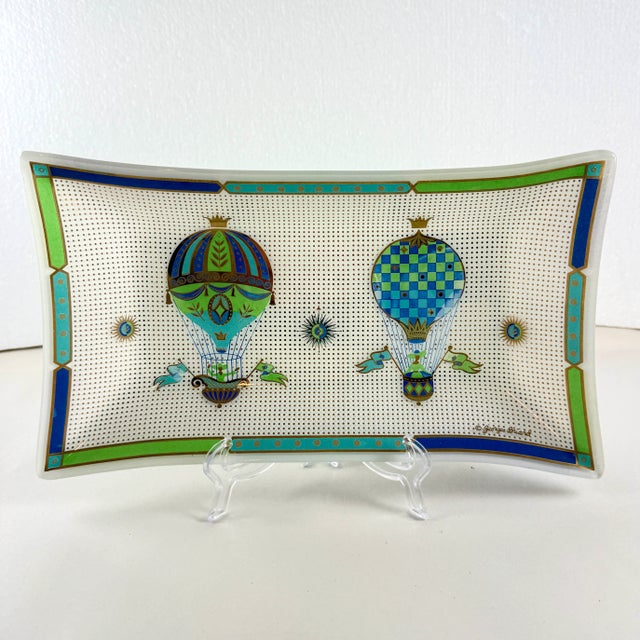 From the designer Georges Briard, and from the Fancy Free collection, a large square pebbled glass and gold leaf platter,...