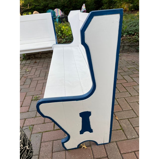 1930s Vintage Painted Wooden Booth Benches, a Pair For Sale - Image 5 of 8