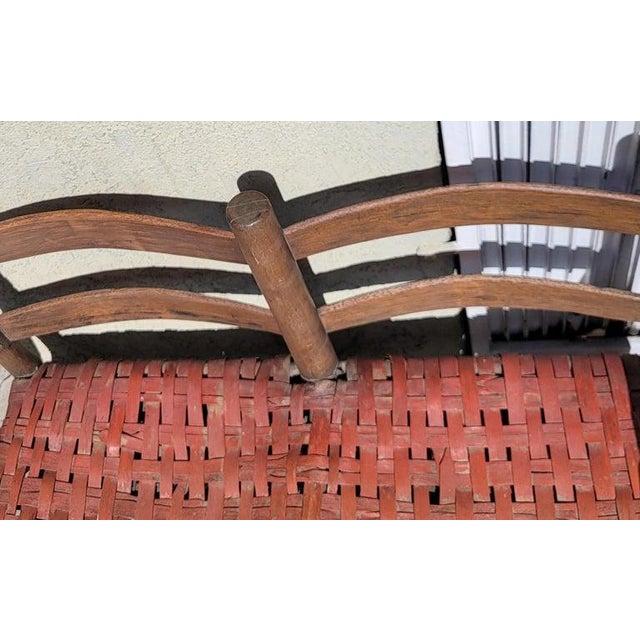 19th C Child's Bench With Red Woven Splint Seat | Chairish