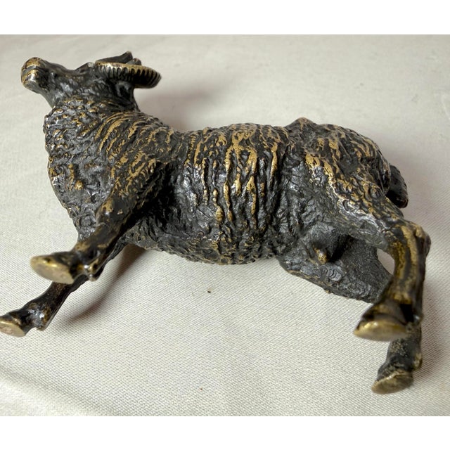 Antique 1800's Austrian Miniature Bronze Ram Statue Figure Sculpture Realistic For Sale - Image 12 of 13