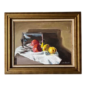 70's Linda Stewart Still Life Oil Painting, Framed