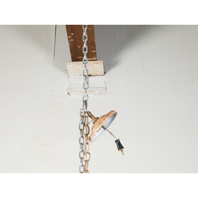Mid 20th Century Mid-Century Modern Painted Tôle 10-Arm Palm Tree Light Fixture with Green Leaves For Sale - Image 10 of 10