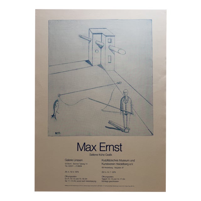 Vintage Galerie Linssen Bonn Exhibition Poster by Max Ernst, Germany, 1970s For Sale