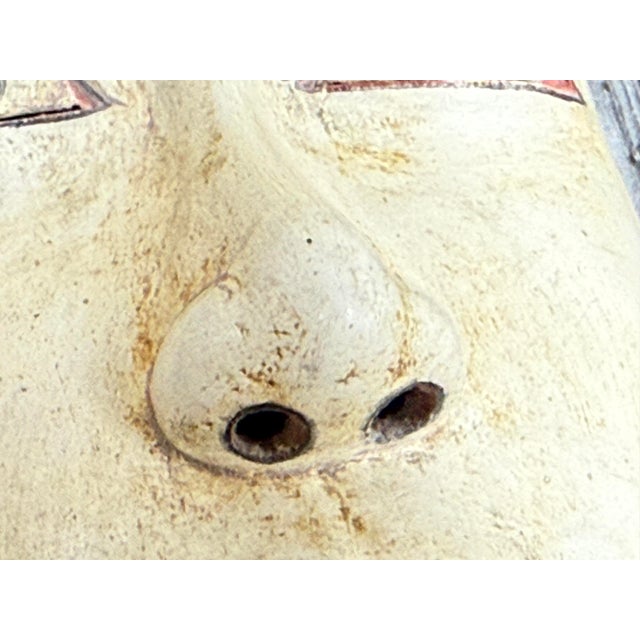 Indonesian Finely Detailed Hand-Carved Wood Mask For Sale - Image 9 of 12