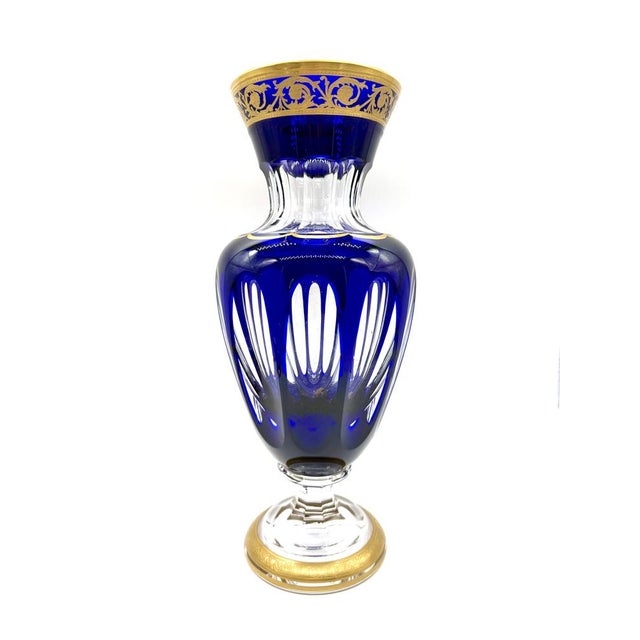 Baluster Vase Thistle in Cobalt Blue Crystal and 24-Carat Gold from Saint Louis For Sale - Image 10 of 10
