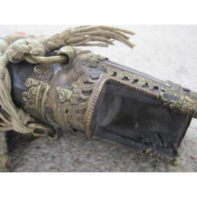 Antique 19th Century Tibetan Copper Chhaang Drinking Yak Horn With Strap For Sale - Image 12 of 12
