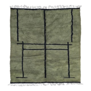Green Contemporary Moroccan Wool Rug - 9.9 X 8.4 Ft For Sale