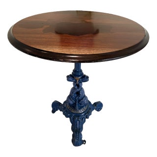 Antique Victorian Cast Iron Sea Monster Occasional Table with Circular Mahogany Top For Sale