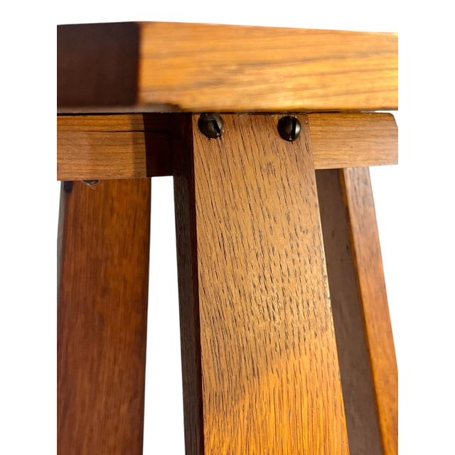 Early 20th Century Antique Oak Folk Art Arts and Crafts Mission Table For Sale - Image 5 of 16