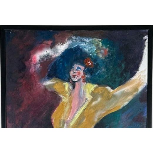 Large Original Figurative Expressionist Female Dancer Oil Painting Framed Breathe an electric sense of theatrical drama...