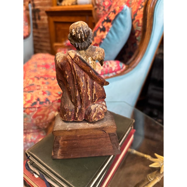 18th Century St. Mark With Lion Santos Polychrome Sculpture For Sale In Pittsburgh - Image 6 of 11