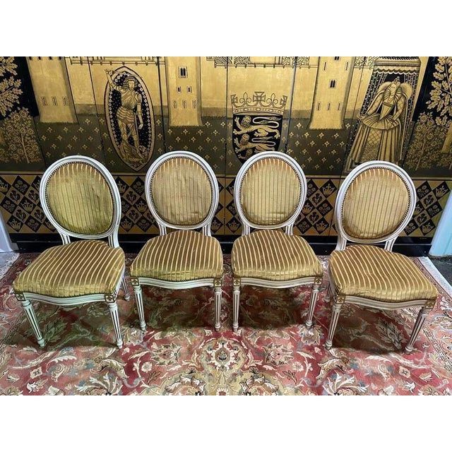 Brown Louis XVI Style Medallion Chairs, Set of 4 For Sale - Image 8 of 9
