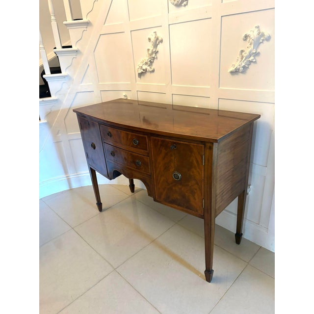 Wood Antique Edwardian Flame Mahogany Bow Front Sideboard, 1900 For Sale - Image 7 of 16