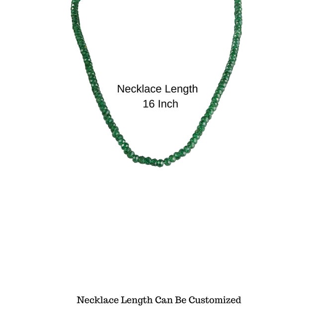 Estate 60 Ct Natural Green Onyx Beads Single Strand Necklace With Silver Clasp, 16 Inch For Sale - Image 10 of 15