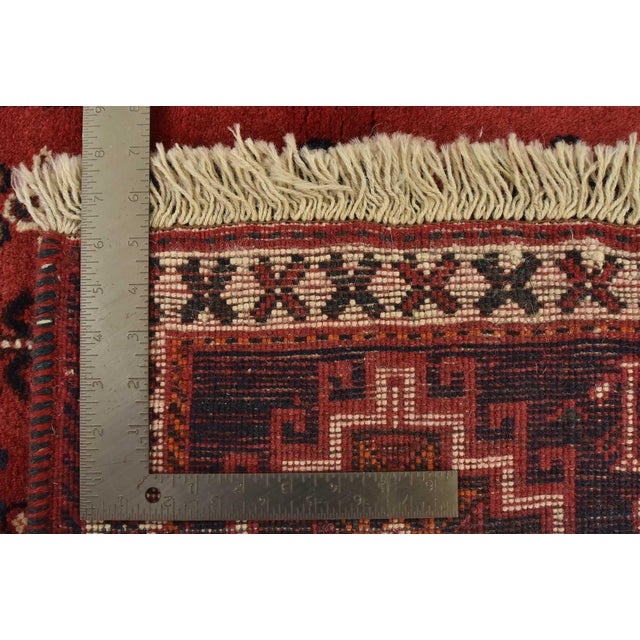 Shiraz Rug 3’5” X 4’7” Red Wool Vintage Tribal Hand-Knotted Oriental Carpet For Sale - Image 12 of 12