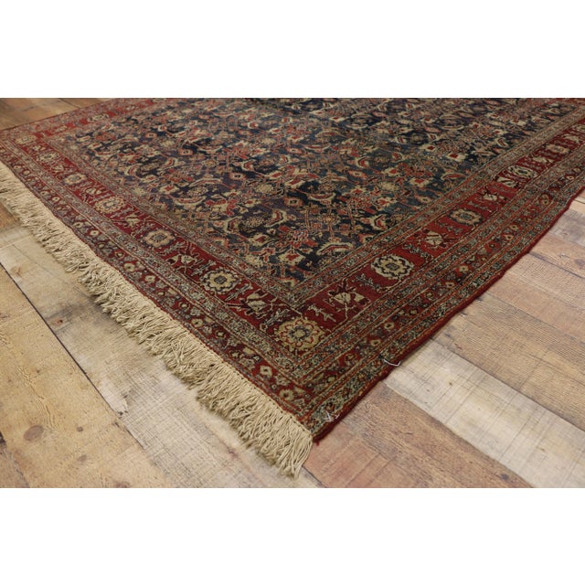 1910s Antique Indian Area Rug - 4′11″ × 5′6″ For Sale In Dallas - Image 6 of 10
