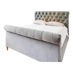 Restoration Hardware Chesterfield Fabric Queen Sleigh Bed With Footboard