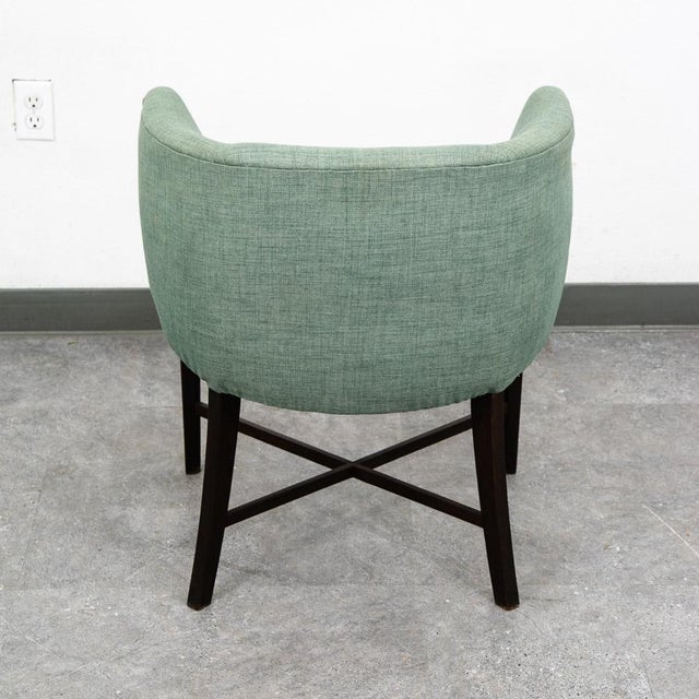 Mid Century Danish Modern Lounge Chair Armchair Green Arms MCM Denmark Lowback For Sale - Image 9 of 12