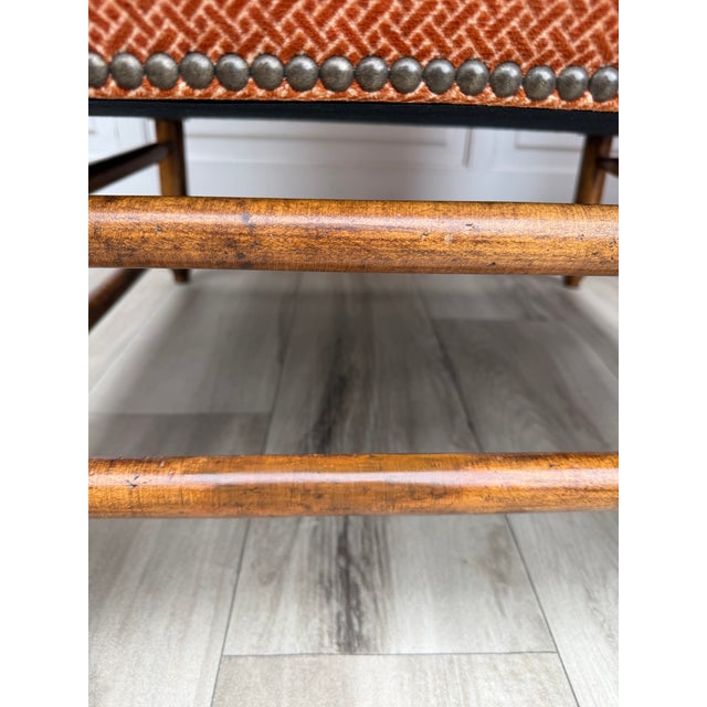 Pair of Vintage Cal-Mode French Walnut Lounge Chairs in Terracotta Upholstery For Sale - Image 15 of 16