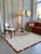 Beautiful modern asymmetrical square wool rug in beige and coral by Tisca Tiara from Austria. Made in 2006 this rug...