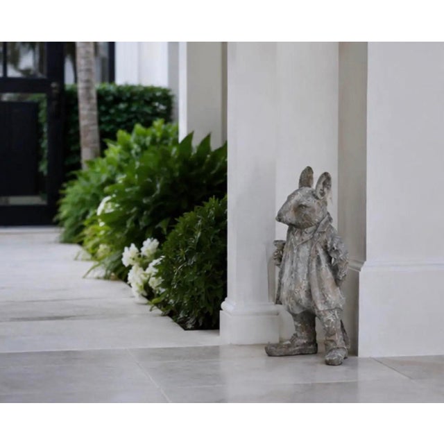 Gray Vintage Cast Iron Anthropomorphic Gentleman Dandy Mouse Garden Statue For Sale - Image 8 of 12