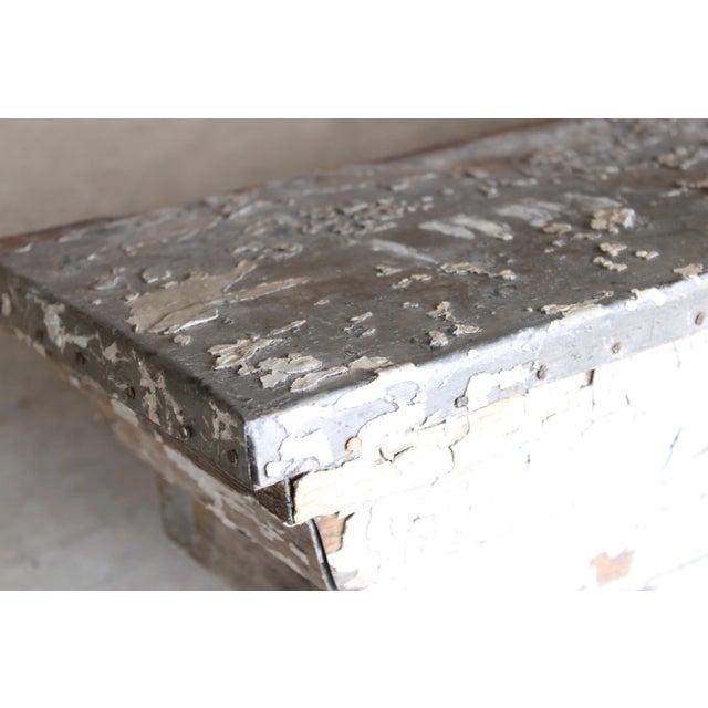 1900 - 1909 Ext Large 53.50" Primitive Carved French Farmhouse Shelf/Ledge, Distressed White For Sale - Image 5 of 5