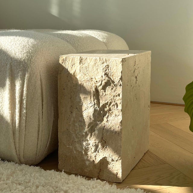Postmodern Travertine Block Side Table from Kiwano Concept For Sale - Image 3 of 10