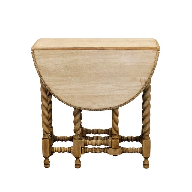 French Gate Leg Drop Side Drop Side Table on Barley Twist Legs For Sale - Image 4 of 12
