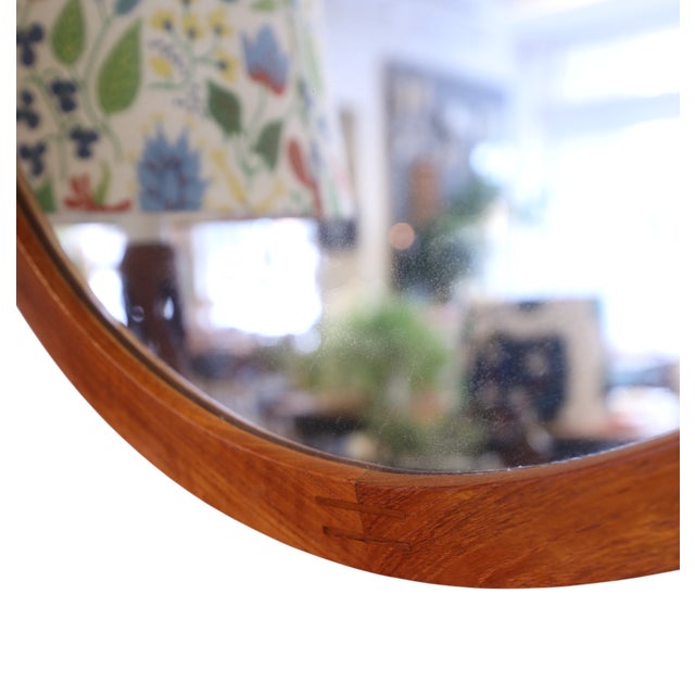 Wood Vintage Danish 280 Round Mirror in Teak by Aksel Kjersgaard for Aksel Kjersgaard, 1960s For Sale - Image 7 of 8