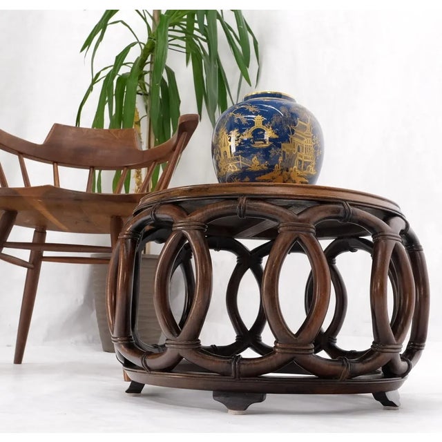 Decorative c.1970's extremely fine carved round solid mahogany coffee side occasional table.