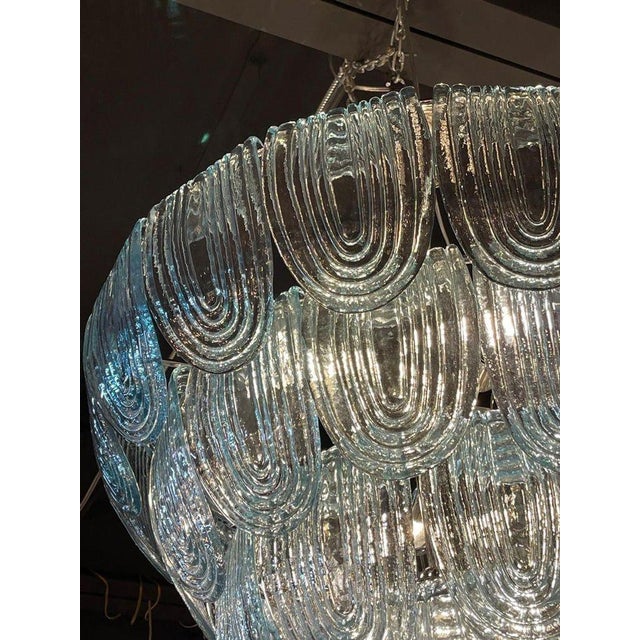 Modern Modern Aqua Blue Murano Glass Waterfall Chandelier For Sale - Image 3 of 6