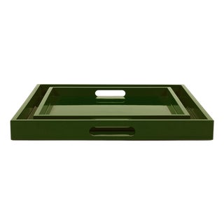 Saint Tropez Square Tray Set of 2 - Wild Green For Sale