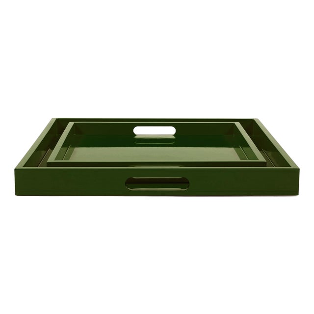 Saint Tropez Square Tray Set of 2 - Wild Green For Sale