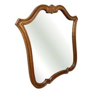 French Wall Mirror with Ornate Carved Oak Frame For Sale