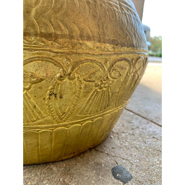Indian Large Hammered Brass Planter or Vase, Mid 20th Century, Indian For Sale - Image 3 of 10