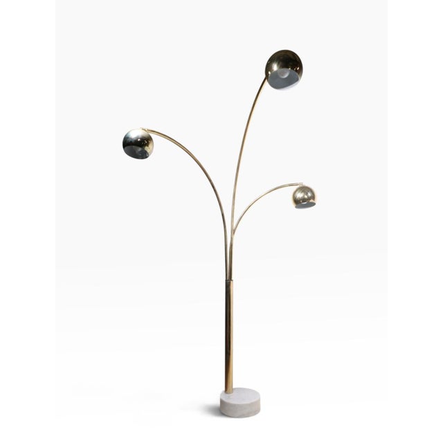 1970s Space Age Brass and Marble Arc Floor Lamp For Sale - Image 10 of 18