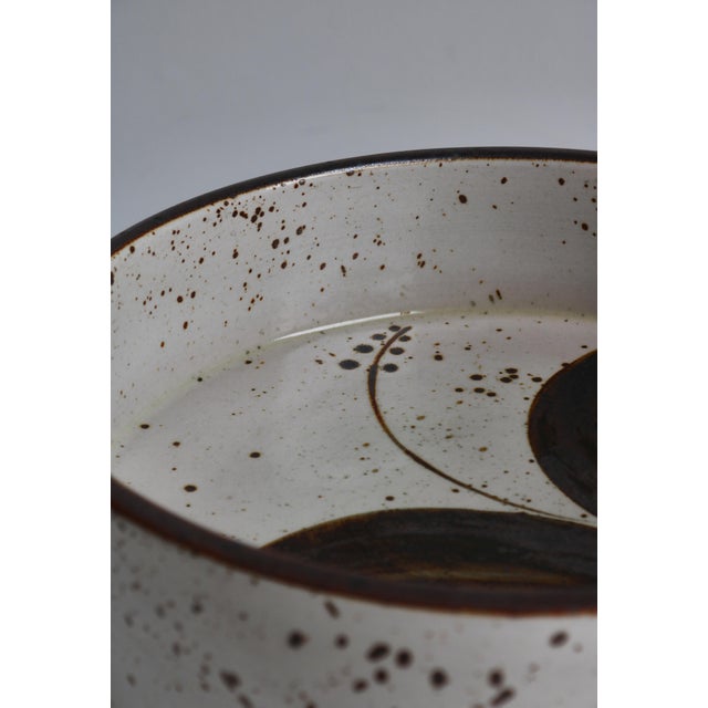 Gray Large Floral Stoneware Bowl attributed to Søholm Pottery, Denmark, 1970s For Sale - Image 8 of 14