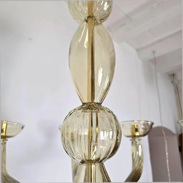 1980s Seguso Style Beige Murano Glass Chandelier For Sale - Image 11 of 11
