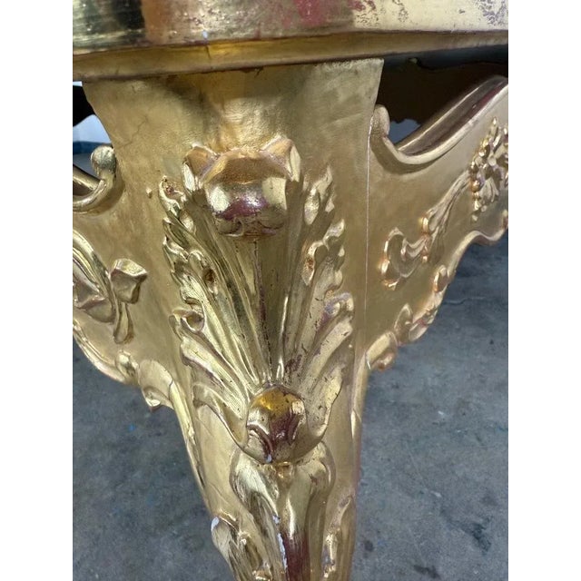 Giltwood Rococo Coffee Table With Antiqued Mirrored Top For Sale - Image 16 of 17
